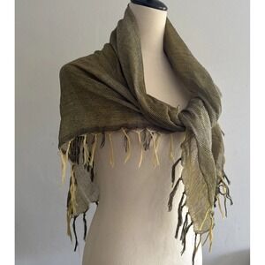 Bijoux Terner 100% Viscose Scarf Shawl Wrap 40" Square Fringe Olive Green
